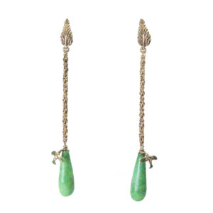 Pendientes de las Hojas y las Turquesas Verdes