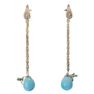 Pendientes de las Hojas y las Turquesas Azules