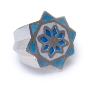 Anillo de la Fuente de la Estrella de 8 Puntas y Esmaltes al fuego
